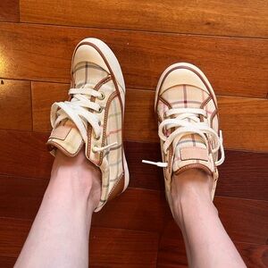 Size 6.5 Coach Barrett Plaid Canvas sneakers. Signature Coach Print